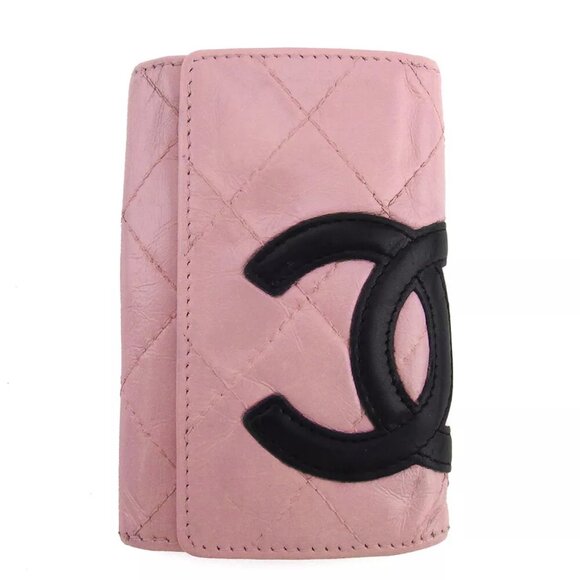 CHANEL key case Kanbonrain pink leather Authentic used Q642 - Picture 1 of 9
